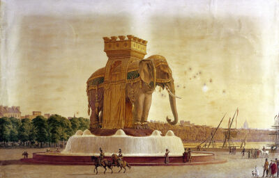 View of the Elephant Fountain at the Place de la Bastille c.1805