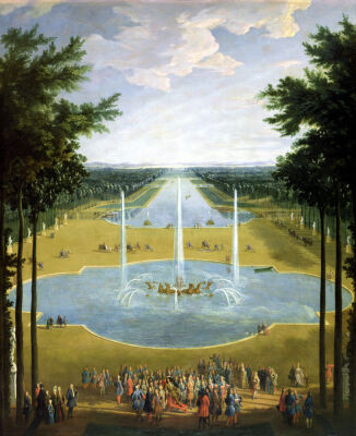 View of the Bassin d'Apollon in the gardens of Versailles 1713