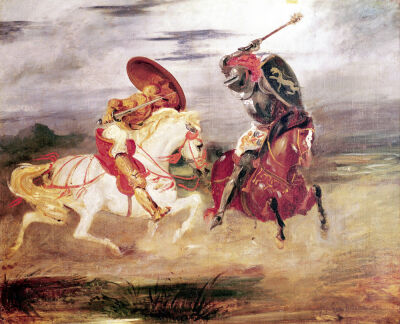 Two Knights Fighting in a Landscape c.1824