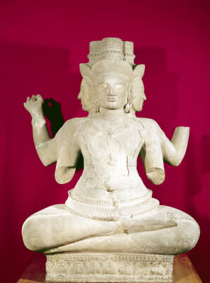 Sculpture of Brahma with four faces from Batambang Cambodia Koh Ker style