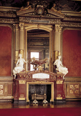 View of the fireplace in the Grand Salon