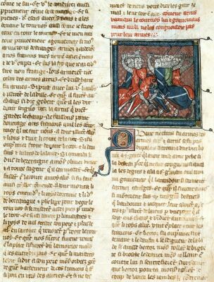 Battle between knights from 'Roman d'Artus'