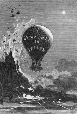 Frontispiece to 'Five Weeks in a Balloon' by Jules Verne