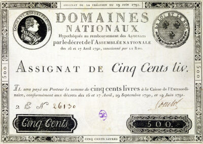 Five hundred livres banknote 1791
