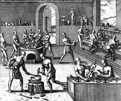 Peruvian goldsmiths from 'Americae Tertia Pars VI'
