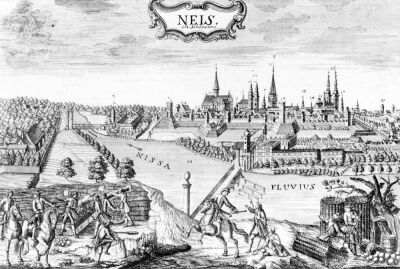 King Frederick II of Prussia invading Silesia and seizing Neis 1741
