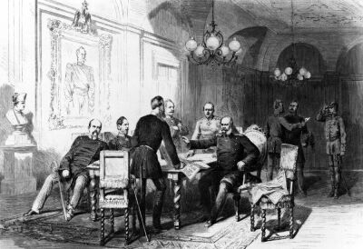 War council at Versailles Prefecture  illustration from 'Illustrierte Zeitung'