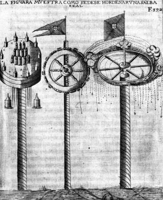 How to fire a royal salute illustration from 'Tratado de Artilleria'