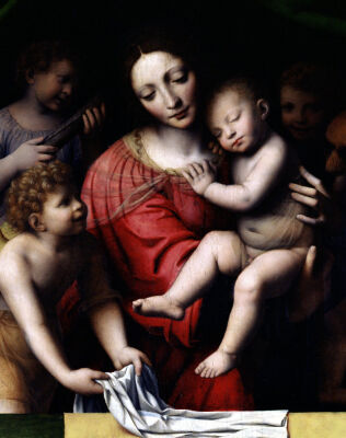 Madonna and sleeping Child with three angels 1532