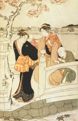 Family crossing a Bridge