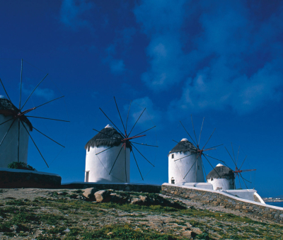 Windmills in Mykonos, Greece
