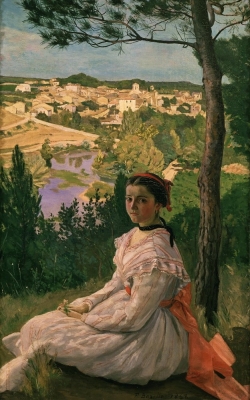 Vue de village (view of Castelnau village, France), 1868