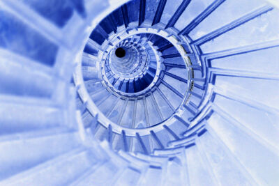 Blue Spiral Staircase